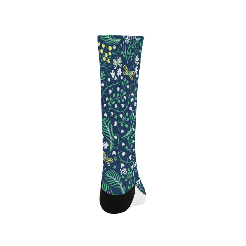 butterfly leaves pattern Crew Socks
