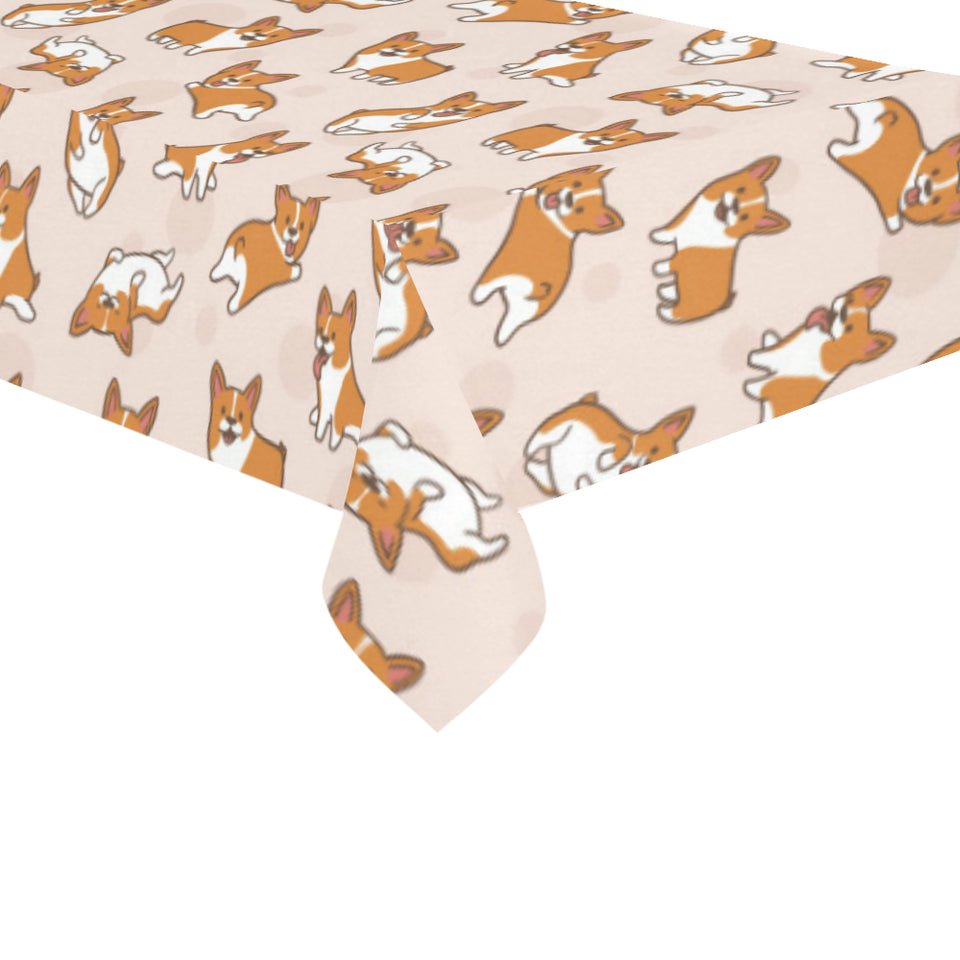 Cute Corgis Pattern pink background Tablecloth