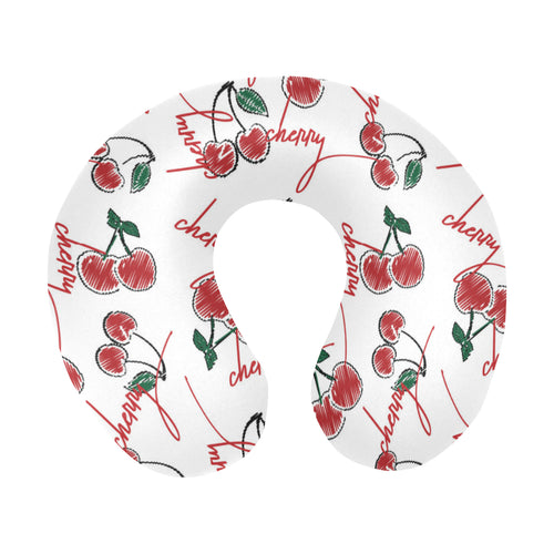 Hand drawn cherry pattern U-Shaped Travel Neck Pillow