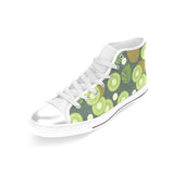 Whole sliced kiwi leave and flower Women's High Top Canvas Shoes White