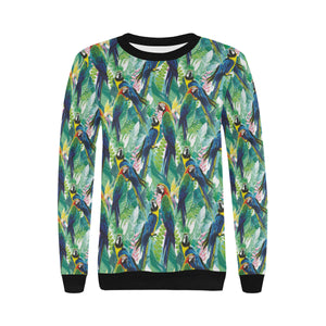 Colorful parrot exotic flower leaves Women's Crew Neck Sweatshirt