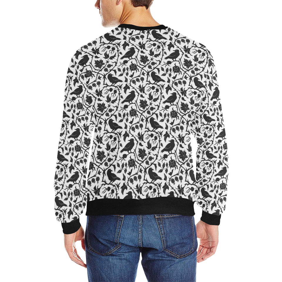 Crow dark floral pattern Men's Crew Neck Sweatshirt