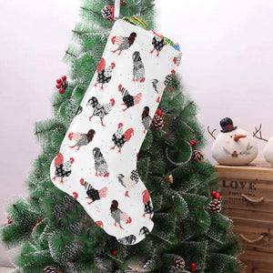 Cool rooster chicken cock floral ornament backgrou Christmas Stocking