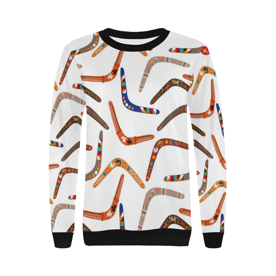 Boomerang Australian aboriginal ornament pattern Women's Crew Neck Sweatshirt