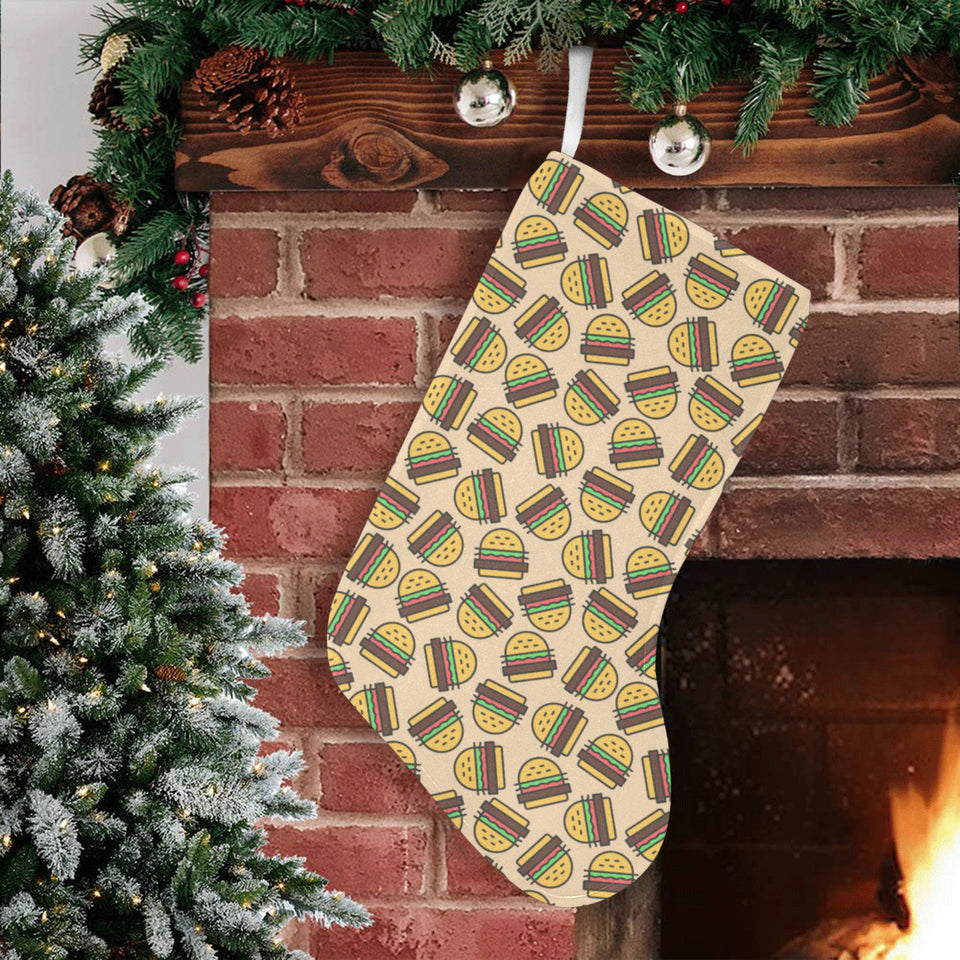 Hamburger Pattern Print Design 01 Christmas Stocking