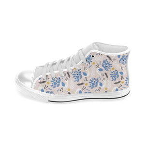 Cute peacock pattern Men's High Top Canvas Shoes White