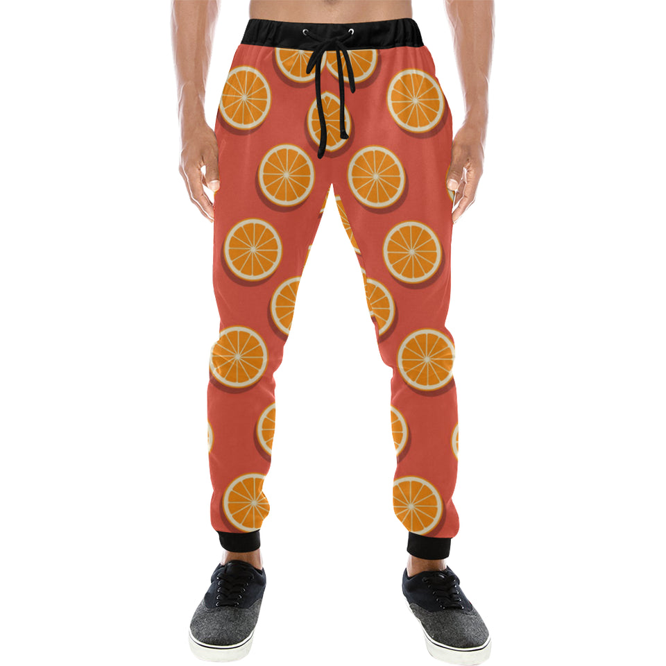 Oranges pattern red background Unisex Casual Sweatpants