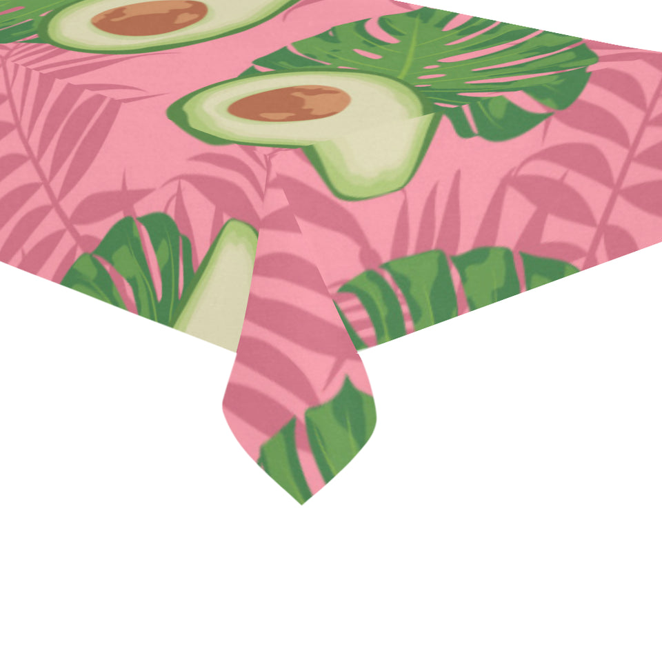 Avocado slices leaves pink back ground Tablecloth
