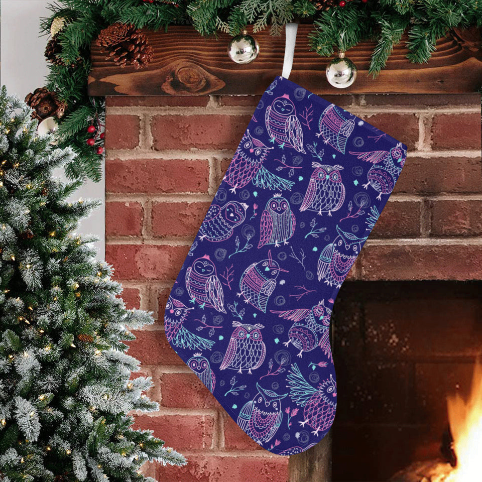 Cute owls pattern boho style ornament Christmas Stocking