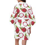 dragon fruits white background Women's Short Kimono Robe