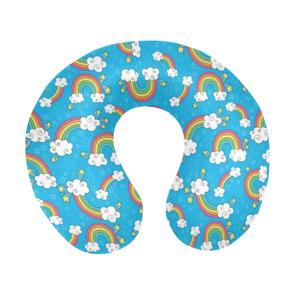 Rainbows Sky Clouds Pattern U-Shaped Travel Neck Pillow