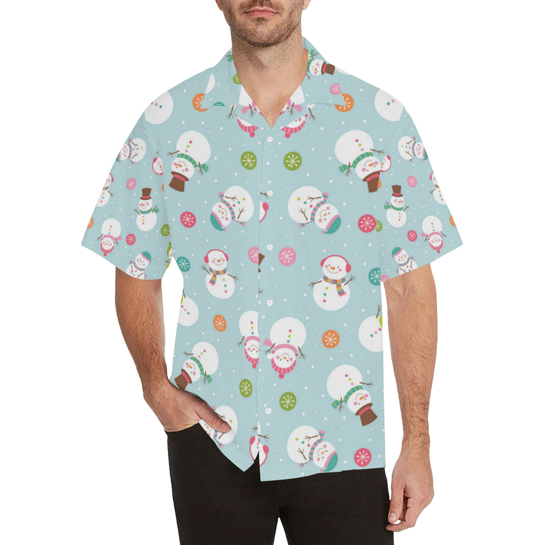 Cute snowman snowflake pattern Men's All Over Print Hawaiian Shirt