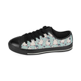 Cute Penguin pattern Men's Low Top Canvas Shoes Black