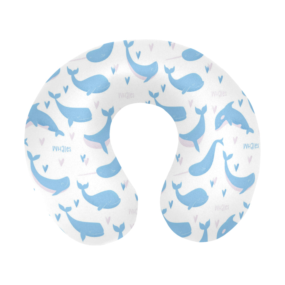 Blue whale pattern U-Shaped Travel Neck Pillow