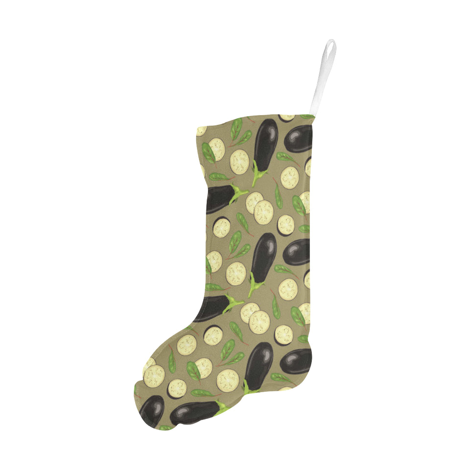 Eggplant Pattern Print Design 02 Christmas Stocking