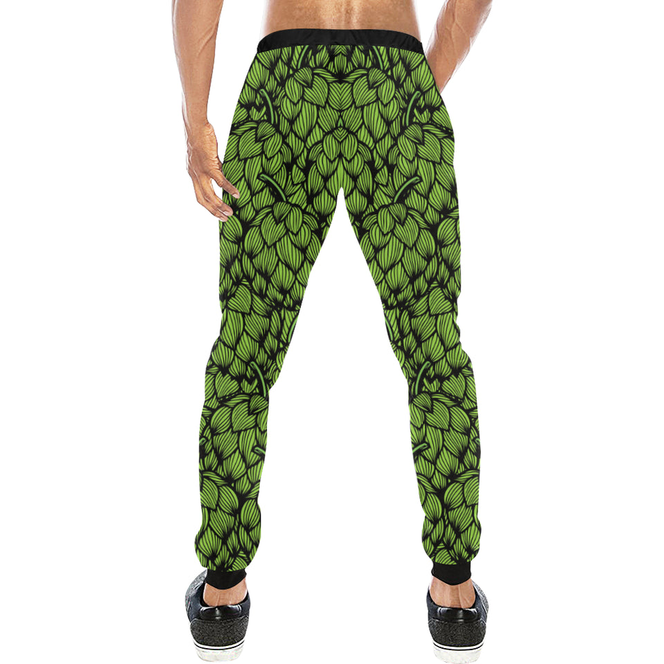 Green hop pattern Unisex Casual Sweatpants