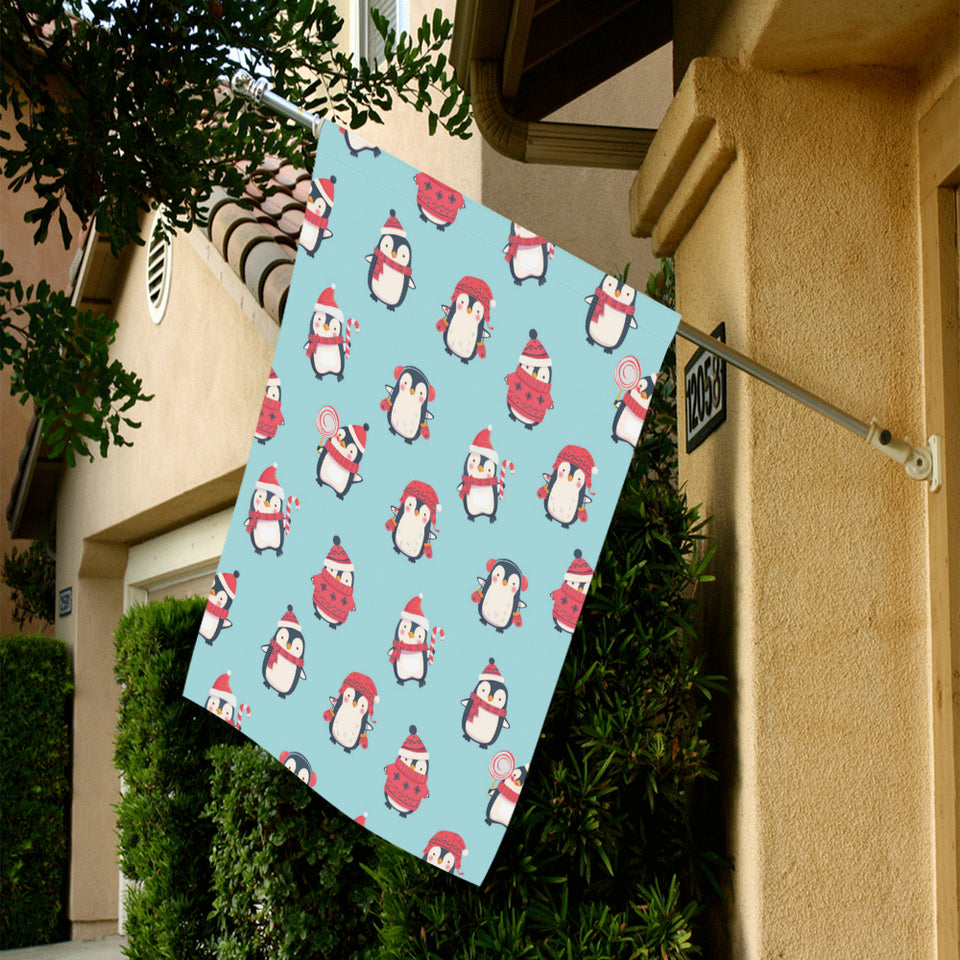 Cute penguin christmas design pattern House Flag Garden Flag