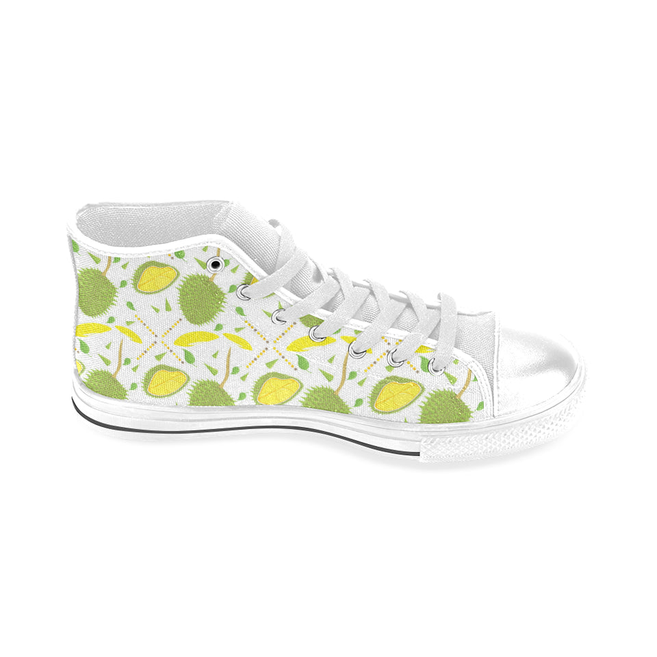 Durian pattern background Men's High Top Canvas Shoes White
