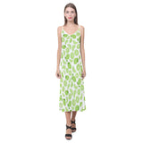 Lime design pattern V-Neck Open Fork Long Dress