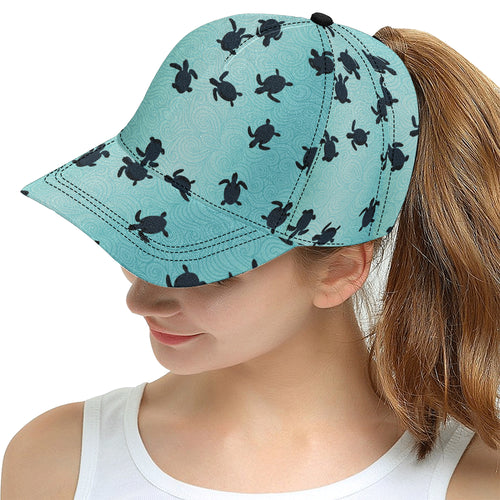 Sea turtle with blue ocean backgroud All Over Print Snapback Cap