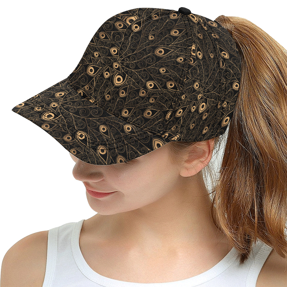 Gold peacock feather pattern All Over Print Snapback Cap