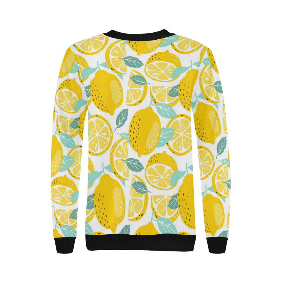 lemon design pattern Women's Crew Neck Sweatshirt