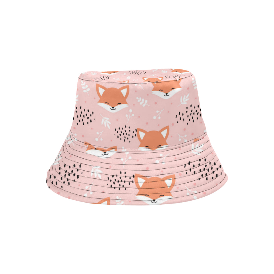 Cute fox pattern pink background Unisex Bucket Hat