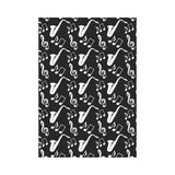 Saxophone music notes treble clef black white them House Flag Garden Flag