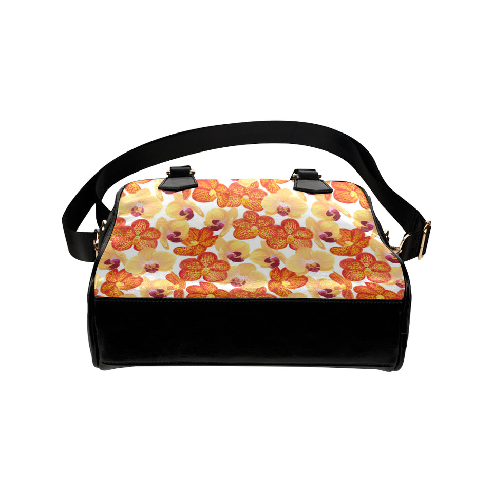 Orange yellow orchid flower pattern background Shoulder Handbag
