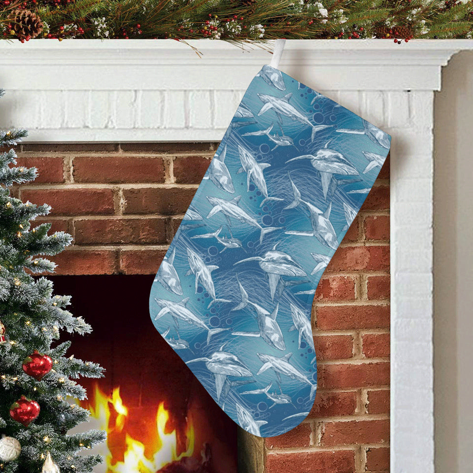 Shark hand drawn Christmas Stocking