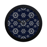 nautical steering wheel design pattern Elegant Black Wall Clock