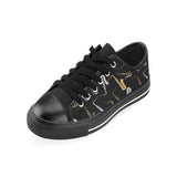 saxophone design pattern Men's Low Top Canvas Shoes Black