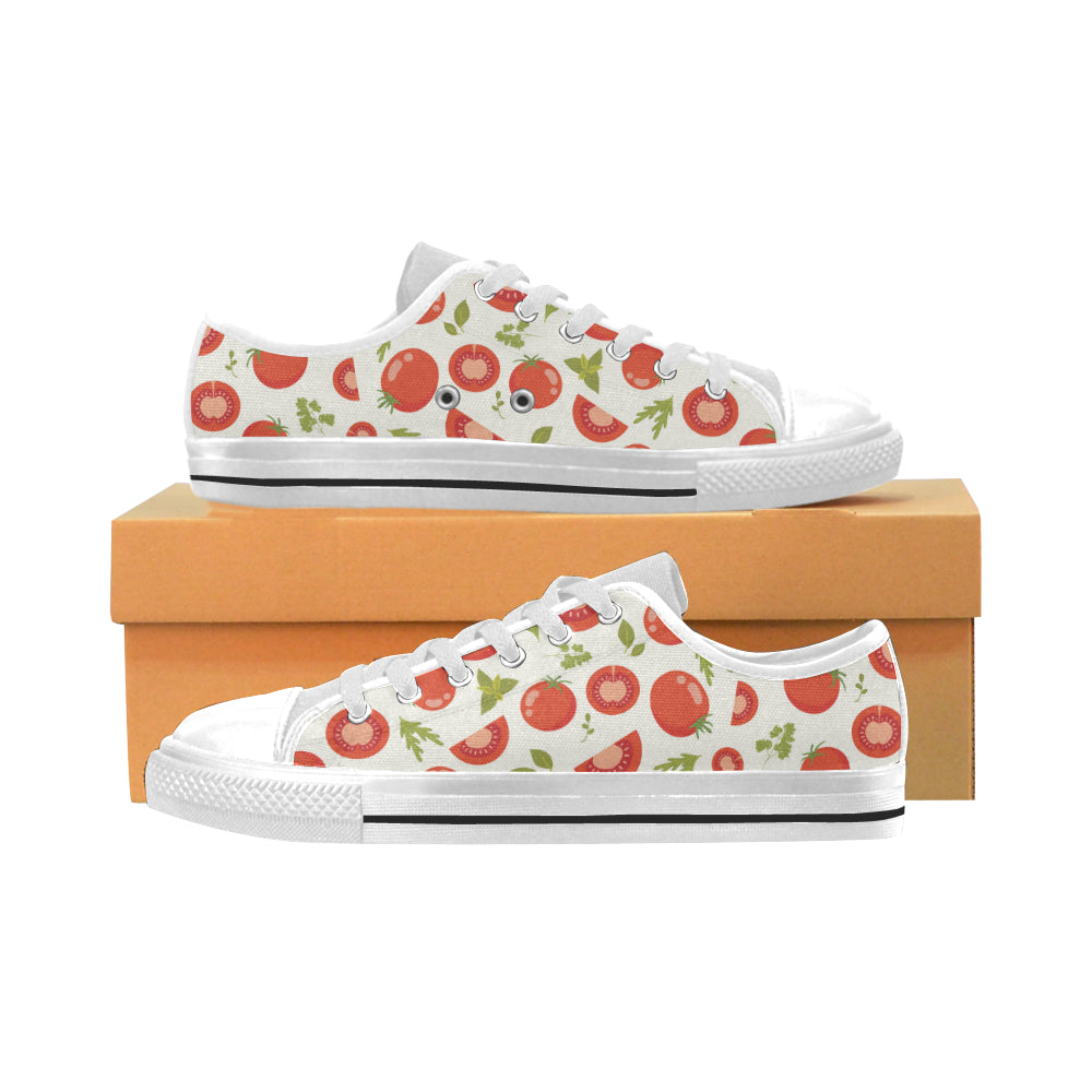 Tomato pattern Men's Low Top Shoes White