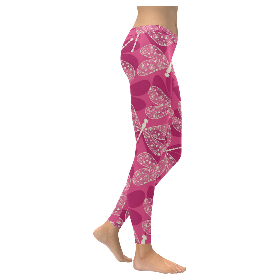 Beautiful dragonfly pink background Women's Legging Fulfilled In US