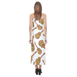 Paint Guitar Pattern V-Neck Open Fork Long Dress