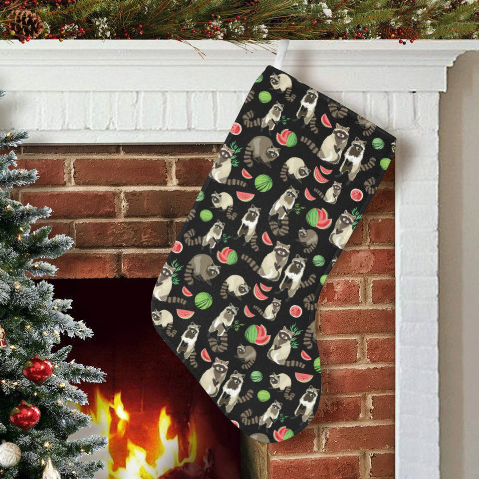 Raccoon watermelon pattern Christmas Stocking
