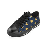 Moon star pattern Men's Low Top Canvas Shoes Black