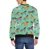 Colorful horses pattern Men's Crew Neck Sweatshirt