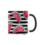 Watercolor paint textured watermelon pieces Morphing Mug Heat Changing Mug