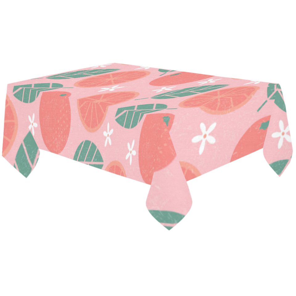 Grapefruit leaves flower pink background Tablecloth
