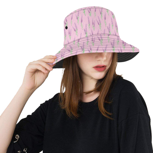 Lavender pattern pink background Unisex Bucket Hat