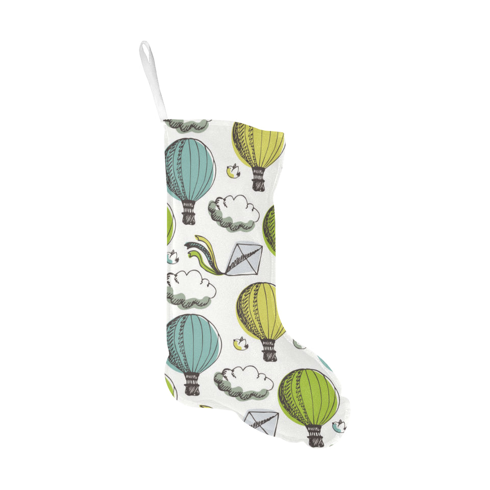 Hot Air Balloon Bird Cloud Pattern Christmas Stocking