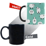 Cute sheep green background Morphing Mug Heat Changing Mug