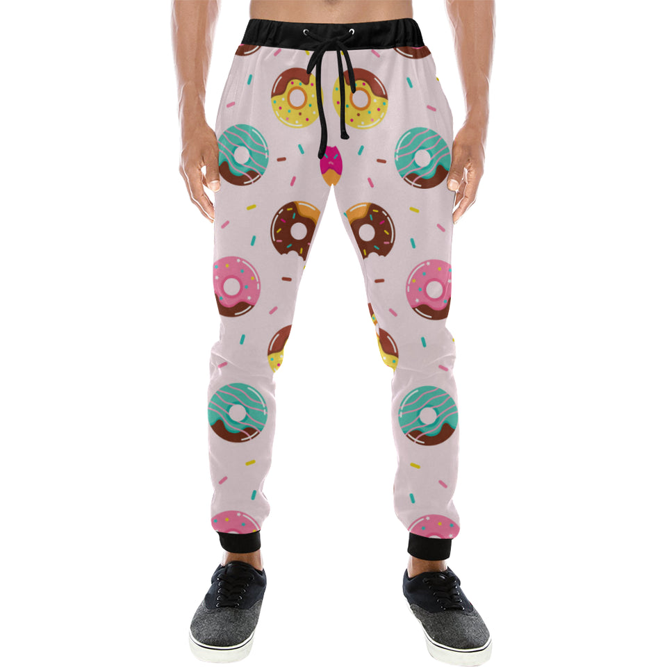 Donut pattern glaze pink background Unisex Casual Sweatpants
