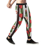 red and white tulips pattern Unisex Casual Sweatpants