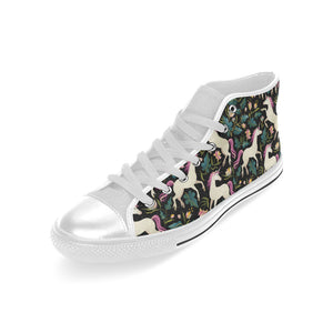 Unicorns forest background Men's High Top Canvas Shoes White