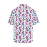 Purple seahorse blue coral pattern Men's All Over Print Hawaiian Shirt
