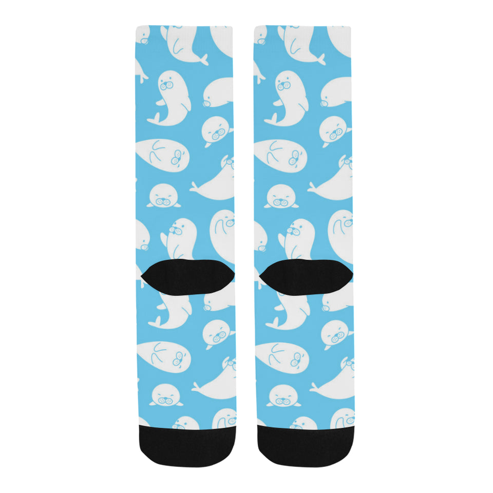 Cute white sea lion seals pattern Crew Socks