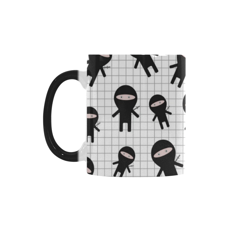 Ninja pattern plaid background Morphing Mug Heat Changing Mug