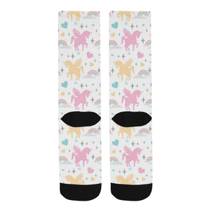 colorful unicorn rainbow heart pattern Crew Socks